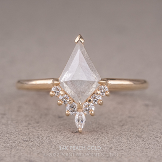 1.63 Carat Icy Salt and Pepper Kite Diamond Engagement Ring, Ava Setting, Point No Point Studio. Available in a variety of metal types. Eco-friendly, Recycled Metals, Conflict Free.