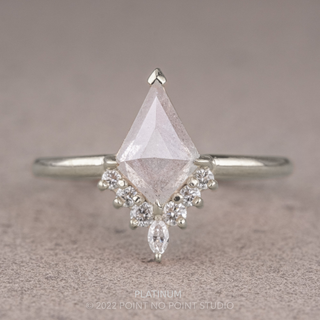 1.63 Carat Icy Salt and Pepper Kite Diamond Engagement Ring, Ava Setting, Point No Point Studio. Available in a variety of metal types. Eco-friendly, Recycled Metals, Conflict Free.