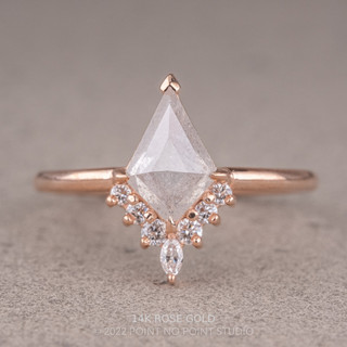 1.63 Carat Icy Salt and Pepper Kite Diamond Engagement Ring, Ava Setting, Point No Point Studio. Available in a variety of metal types. Eco-friendly, Recycled Metals, Conflict Free.