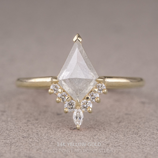 1.63 Carat Icy Salt and Pepper Kite Diamond Engagement Ring, Ava Setting, Point No Point Studio. Available in a variety of metal types. Eco-friendly, Recycled Metals, Conflict Free.