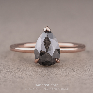 1.26 Carat Black Pear Diamond Engagement Ring, Charlize Setting