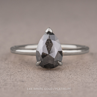 1.26 Carat Black Pear Diamond Engagement Ring, Charlize Setting