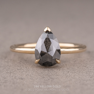 1.26 Carat Black Pear Diamond Engagement Ring, Charlize Setting