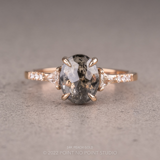 2.33 Carat Black Salt and Pepper Oval Diamond Engagement Ring, Eliza Setting