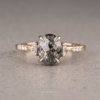 2.33 Carat Black Salt and Pepper Oval Diamond Engagement Ring, Eliza Setting