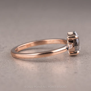 .84 Carat Salt and Pepper Pear Diamond Engagement Ring, Ombre Jules Setting, 14K Rose Gold