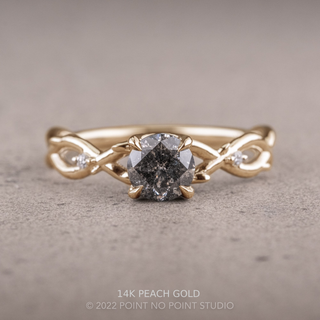 1.45 Carat Salt and Pepper Diamond Engagement Ring, Wisteria Thorns Setting, Point No Point Studio. Available in a variety of metal types. Eco-friendly, Recycled Metals, Conflict Free.