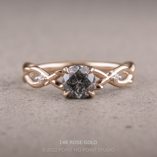 1.45 Carat Salt and Pepper Diamond Engagement Ring, Wisteria Thorns Setting, Point No Point Studio. Available in a variety of metal types. Eco-friendly, Recycled Metals, Conflict Free.