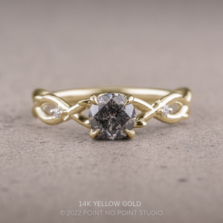 1.45 Carat Salt and Pepper Diamond Engagement Ring, Wisteria Thorns Setting, Point No Point Studio. Available in a variety of metal types. Eco-friendly, Recycled Metals, Conflict Free.