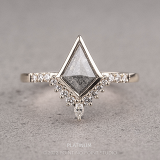 .98 Carat Salt and Pepper Kite Diamond Engagement Ring, Avaline Setting