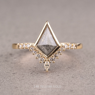 .98 Carat Salt and Pepper Kite Diamond Engagement Ring, Avaline Setting