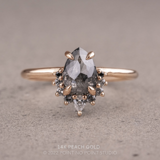 1.76 Carat Salt and Pepper Pear Diamond Engagement Ring, Ombre Ava Setting