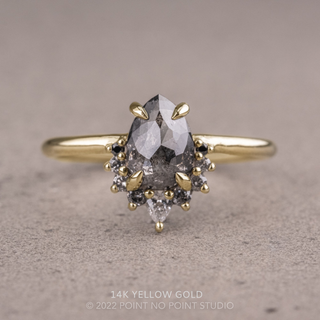 1.76 Carat Salt and Pepper Pear Diamond Engagement Ring, Ombre Ava Setting