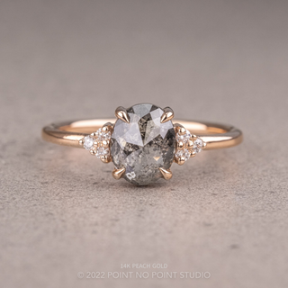 1.61 Carat Salt and Pepper Oval Diamond Engagement Ring, Quinn Setting