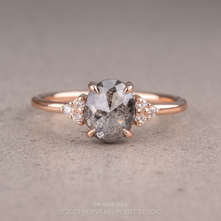 1.61 Carat Salt and Pepper Oval Diamond Engagement Ring, Quinn Setting