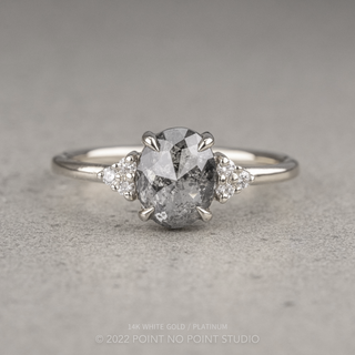 1.61 Carat Salt and Pepper Oval Diamond Engagement Ring, Quinn Setting