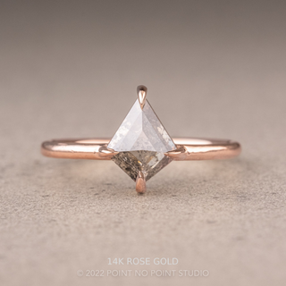 1.28 Carat Salt and Pepper Kite Diamond Engagement Ring, Jane Setting