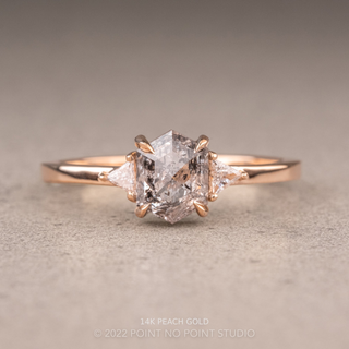 1.04 Carat Salt and Pepper Hexagon Diamond Engagement Ring, Zoe Setting
