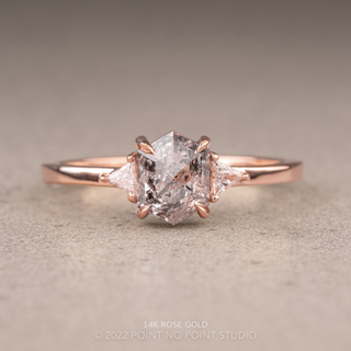 1.04 Carat Salt and Pepper Hexagon Diamond Engagement Ring, Zoe Setting