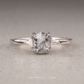 1.04 Carat Salt and Pepper Hexagon Diamond Engagement Ring, Zoe Setting