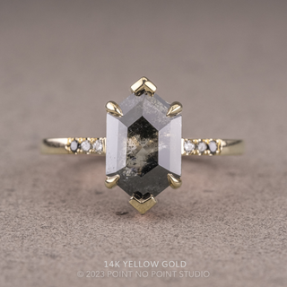 2.39 Carat Black Salt and Pepper Hexagon Diamond Engagement Ring, Ombre Sirena Setting