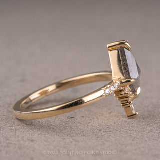 .78 Carat Salt and Pepper Kite Diamond Engagement Ring, Avaline Setting, 14K Yellow Gold