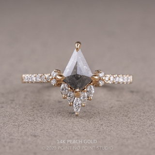 .90 Carat Salt and Pepper Kite Diamond Engagement Ring, Camila Setting, Point No Point Studio. Available in a variety of metal types. Eco-friendly, Recycled Metals, Conflict Free.