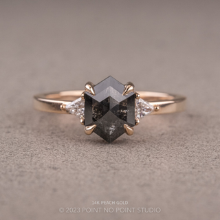 1.55 Carat Black Hexagon Diamond Engagement Ring, Zoe Setting