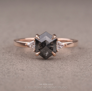1.55 Carat Black Hexagon Diamond Engagement Ring, Zoe Setting