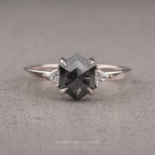 1.55 Carat Black Hexagon Diamond Engagement Ring, Zoe Setting