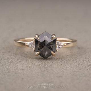 1.55 Carat Black Hexagon Diamond Engagement Ring, Zoe Setting