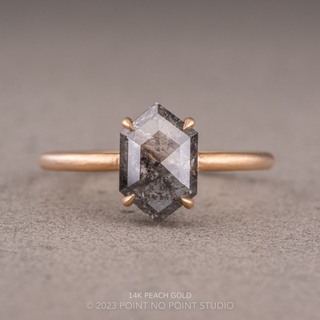 1.84 Carat Salt and Pepper Hexagon Diamond Engagement Ring, Jane Setting