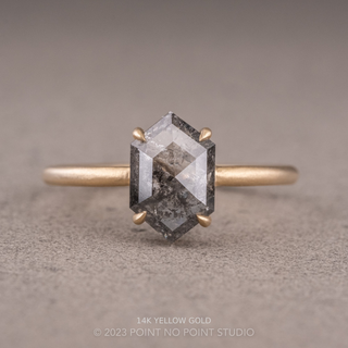 1.84 Carat Salt and Pepper Hexagon Diamond Engagement Ring, Jane Setting