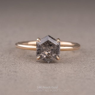 1.92 Carat Salt and Pepper Hexagon Diamond Engagement Ring, Basket Jane Setting