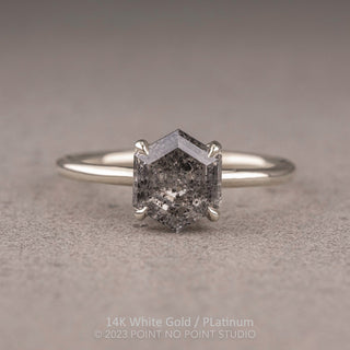 1.92 Carat Salt and Pepper Hexagon Diamond Engagement Ring, Basket Jane Setting