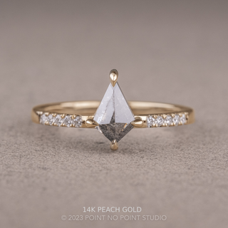 .75 Carat Salt and Pepper Kite Diamond Engagement Ring, Jules Setting, Point No Point Studio. Available in a variety of metal types. Eco-friendly, Recycled Metals, Conflict Free.