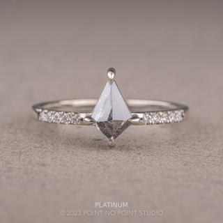 .75 Carat Salt and Pepper Kite Diamond Engagement Ring, Jules Setting, Point No Point Studio. Available in a variety of metal types. Eco-friendly, Recycled Metals, Conflict Free.