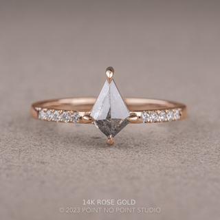 .75 Carat Salt and Pepper Kite Diamond Engagement Ring, Jules Setting, Point No Point Studio. Available in a variety of metal types. Eco-friendly, Recycled Metals, Conflict Free.