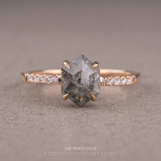 .96 Carat Salt and Pepper Hexagon Diamond Engagement Ring, Jules Setting