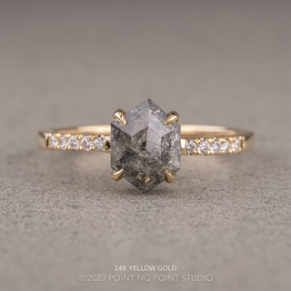 .96 Carat Salt and Pepper Hexagon Diamond Engagement Ring, Jules Setting
