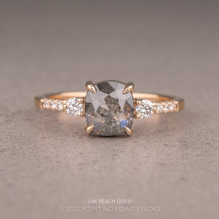 1.26 Carat Salt and Pepper Cushion Diamond Engagement Ring, Eliza Setting