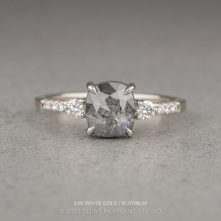 1.26 Carat Salt and Pepper Cushion Diamond Engagement Ring, Eliza Setting