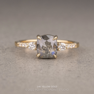 1.26 Carat Salt and Pepper Cushion Diamond Engagement Ring, Eliza Setting