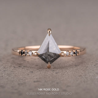 .84 Carat Black Salt and Pepper Kite Diamond Engagement Ring, Ombre Jules Setting