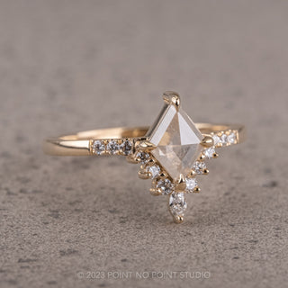 1.14 Carat Icy White Lozenge Diamond Engagement Ring, Avaline Setting, 14K Yellow Gold