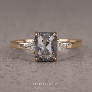 1.55 Carat Black Salt and Pepper Emerald Shaped Diamond Engagement Ring, Zoe Setting