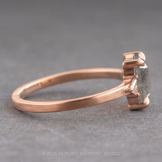 1.53 Carat Icy Grey Emerald Cut Diamond Engagement Ring, Zoe Setting, 14K Rose Gold