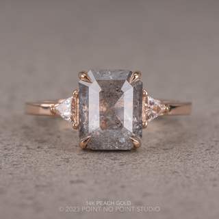 1.72 Carat Icy Salt and Pepper Emerald Cut Diamond Engagement Ring, Zoe Setting