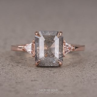 1.72 Carat Icy Salt and Pepper Emerald Cut Diamond Engagement Ring, Zoe Setting