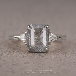 1.72 Carat Icy Salt and Pepper Emerald Cut Diamond Engagement Ring, Zoe Setting